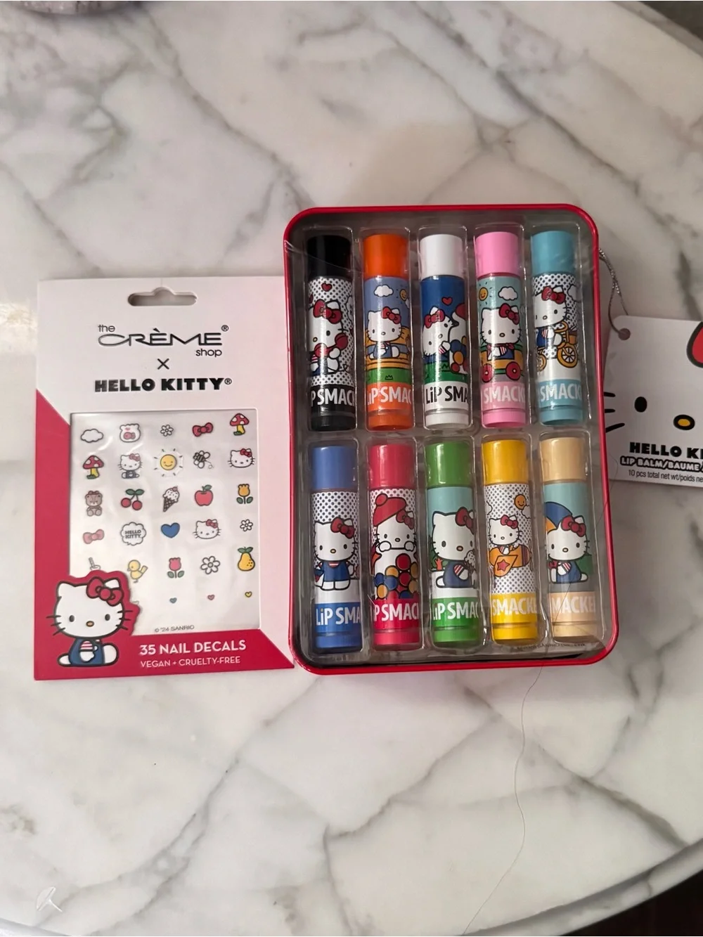 Hello Kitty Kids Colorful Lip Balm Set - Assorted Colors plus nail decals, party